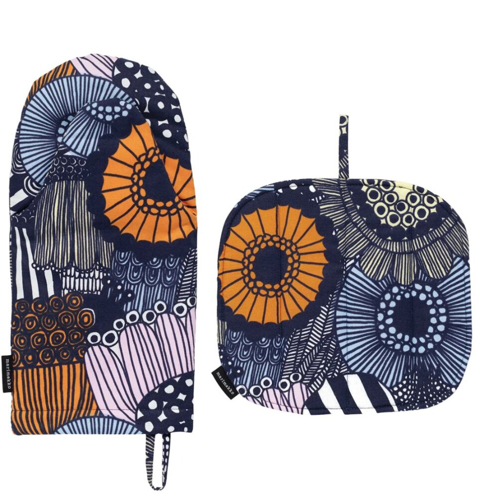 Siirtolapuutarha Kitchen Textile Collection, White / Light Yellow / Orange / Blu